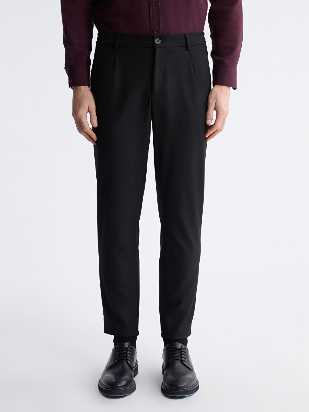 Siyah Standart Kalıp Erkek Pantolon-1