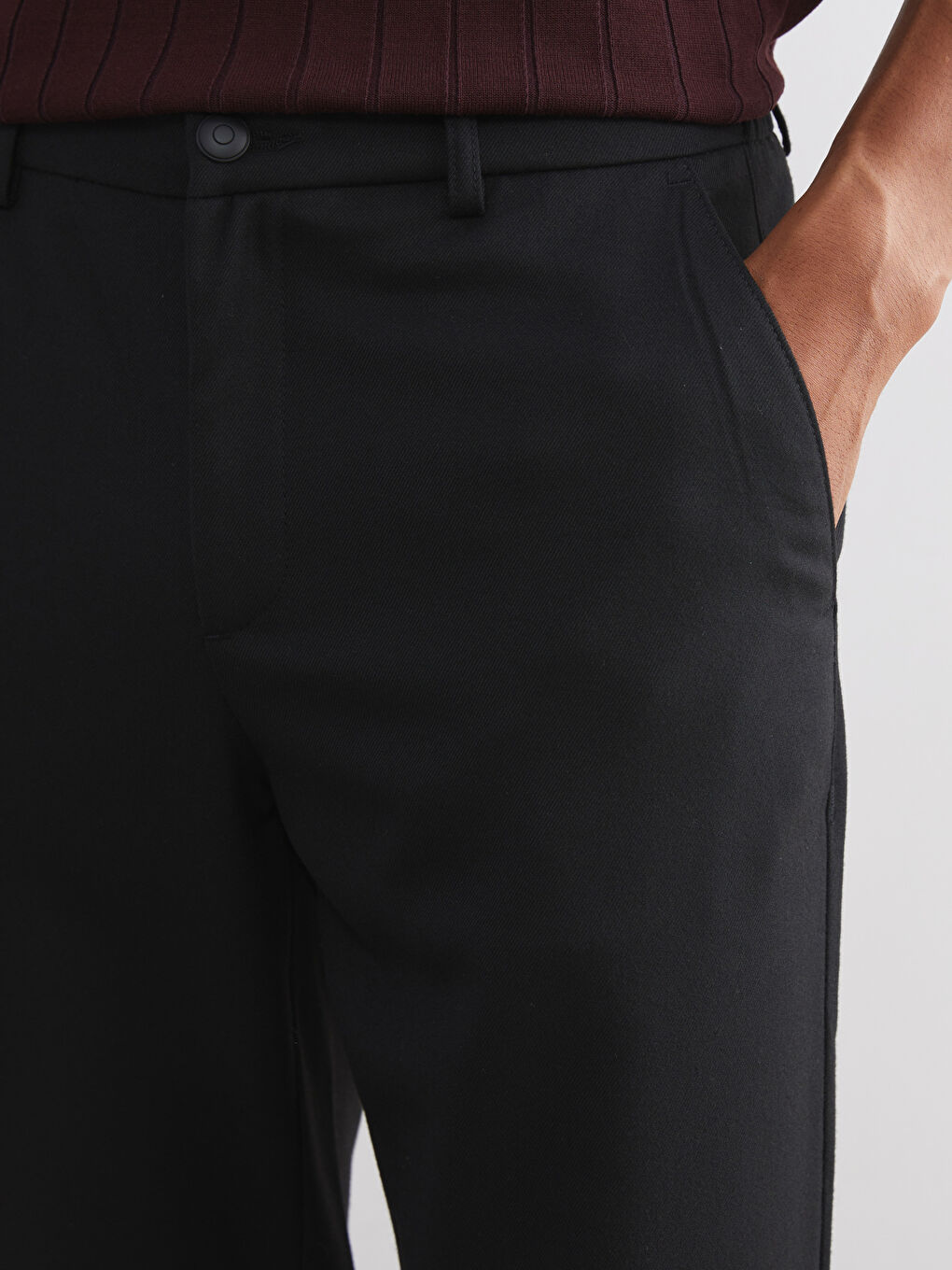 Siyah Standart Kalıp Erkek Pantolon-2