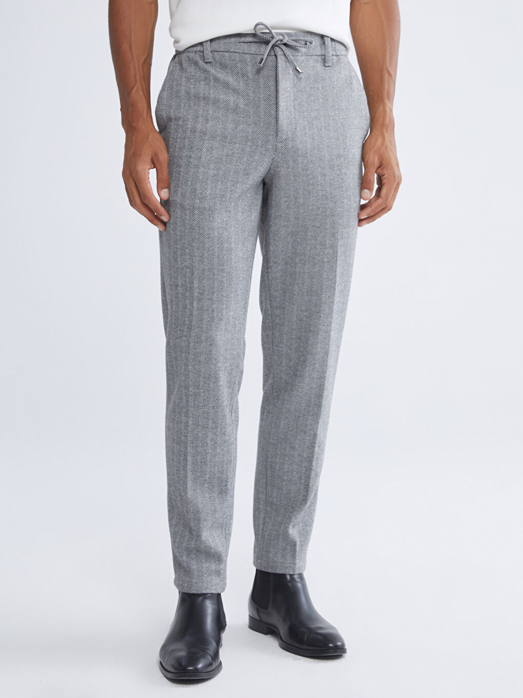 Gri Standart Kalıp Erkek Pantolon-1