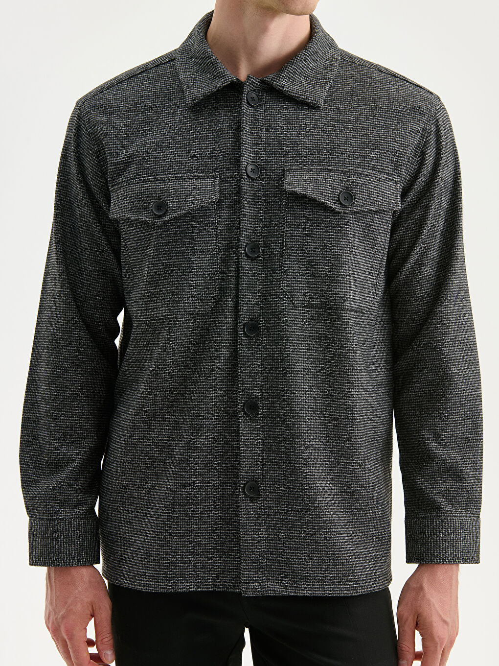 Antrasit Regular Fit Uzun Kollu Erkek Gömlek-2