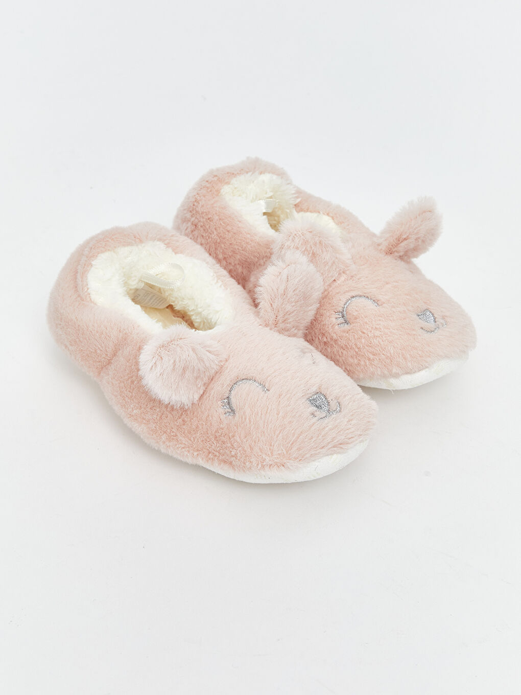 Pembe Pelüş Kız Bebek Ev Ayakkabısı Panduf