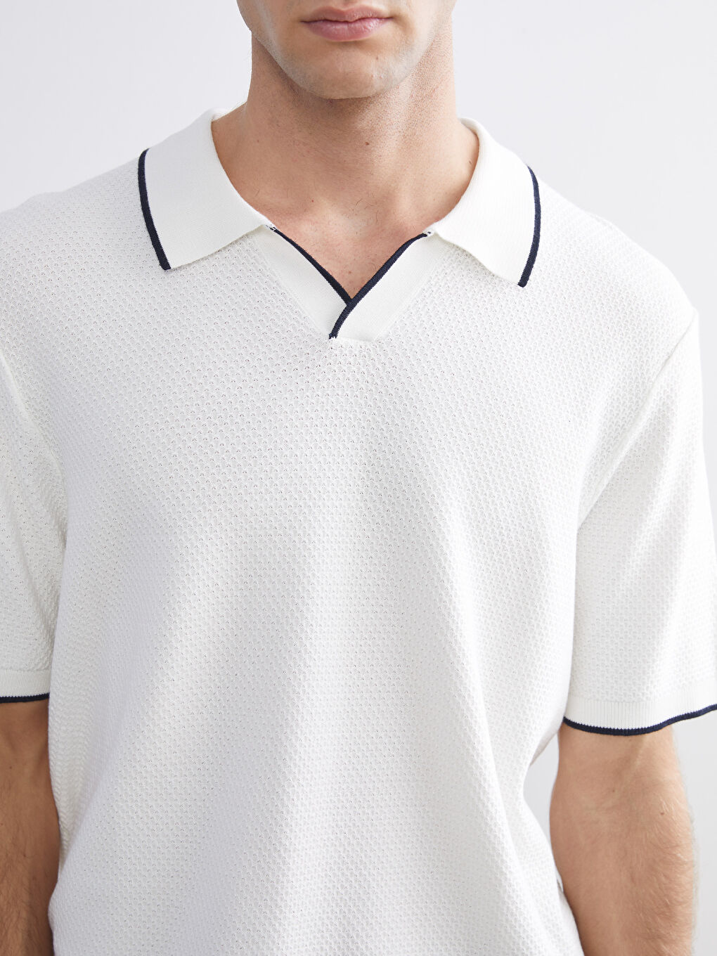 Polo Neck Short Sleeve Men's Knitwear Sweater-2