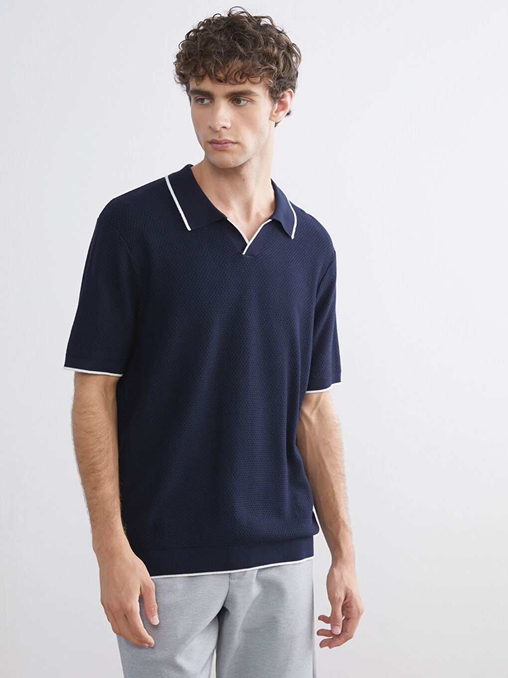 Men's Polo Collar Knitted T-Shirt