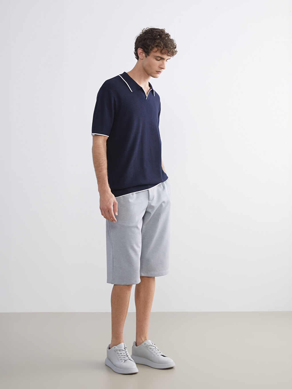 Men's Polo Collar Knitted T-Shirt-1