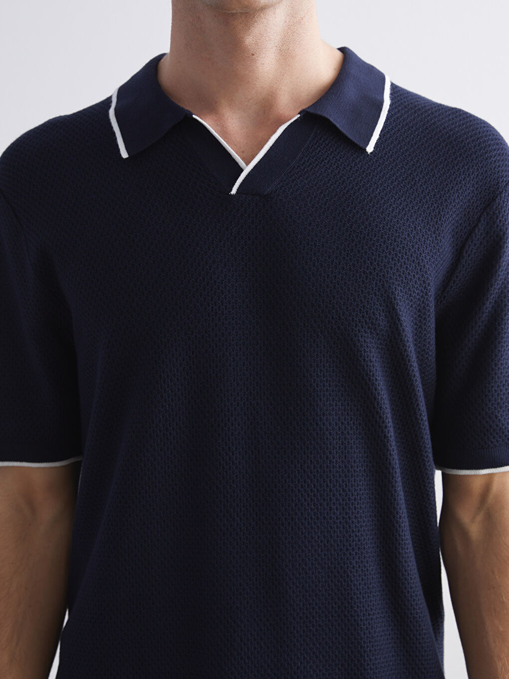 Men's Polo Collar Knitted T-Shirt-2