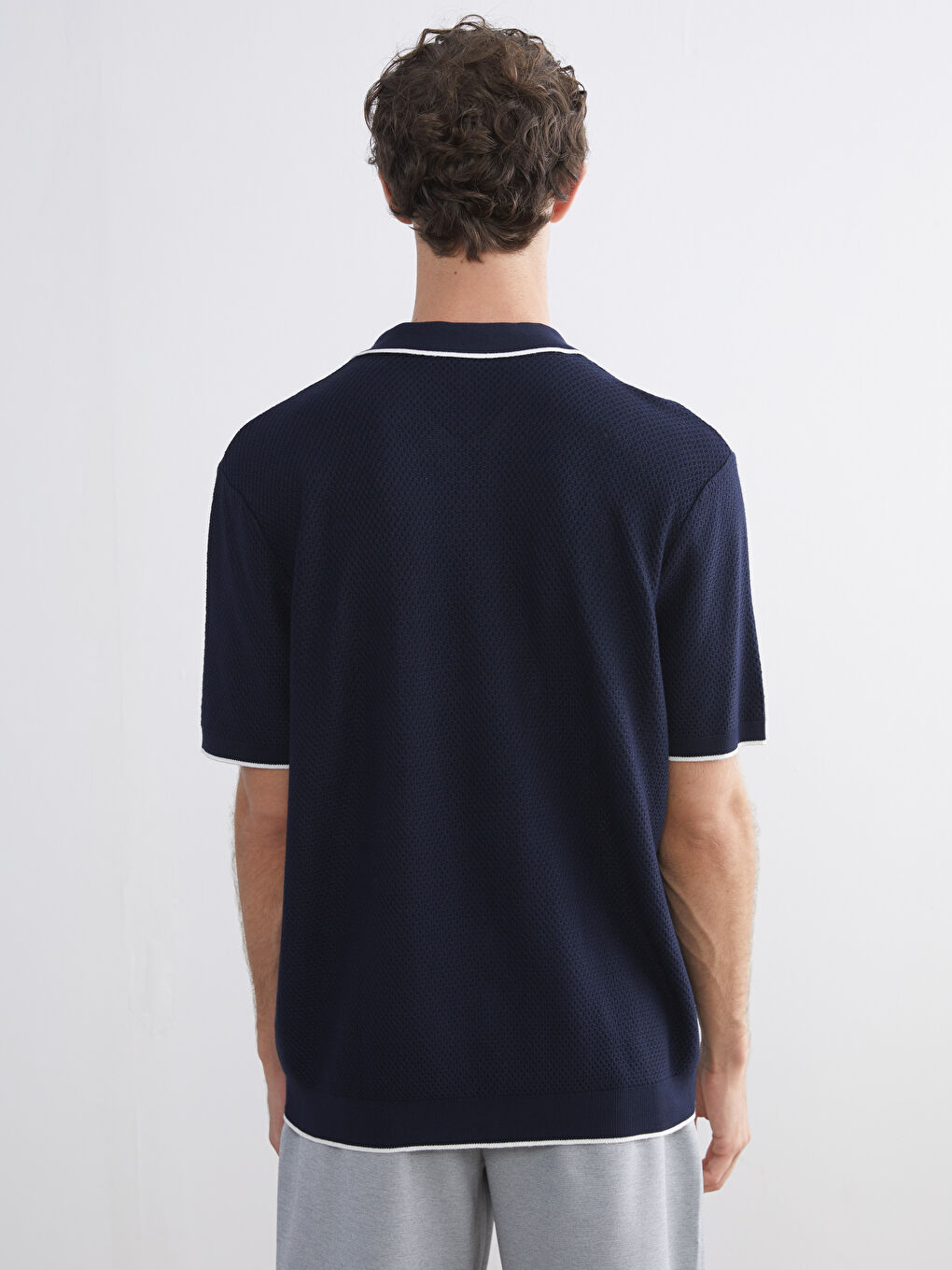 Men's Polo Collar Knitted T-Shirt-3