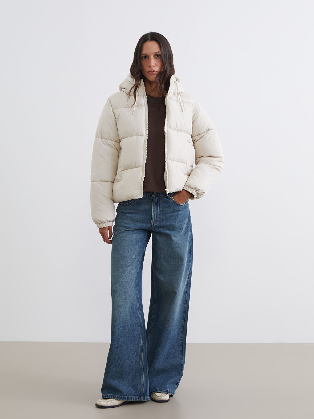 კაპიუშონიანი ქალებისთვის დუტის ქურთუკი-1