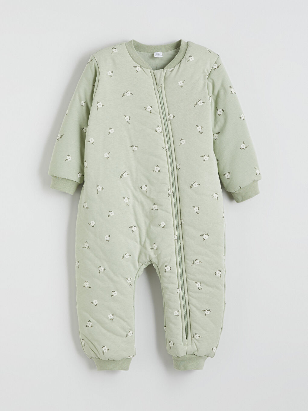 Yeşil Baskılı Fermuarlı Kız Bebek Uyku Tulumu