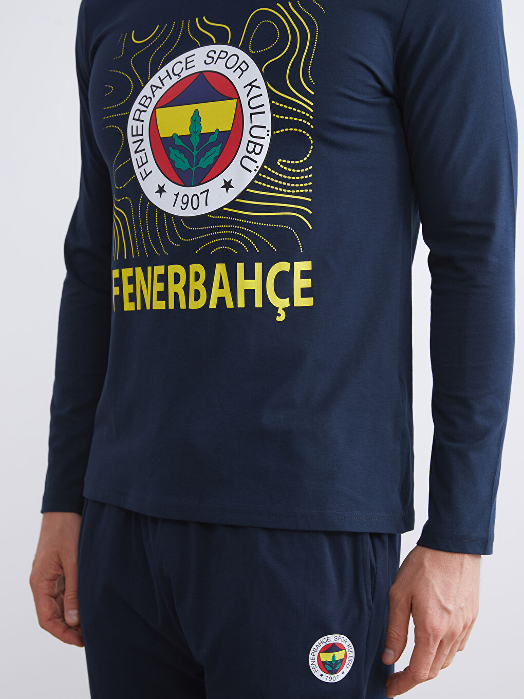 Lacivert Standart Kalıp Fenerbahçe Baskılı Erkek Pijama Takımı-3