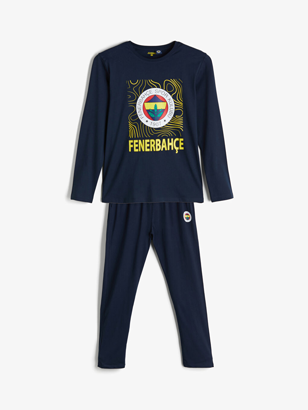 Lacivert Standart Kalıp Fenerbahçe Baskılı Erkek Pijama Takımı-6