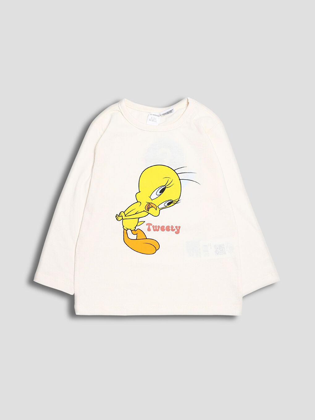 طقم بيجامة للبنات مطبوع تويتي بياقة دائرية-1