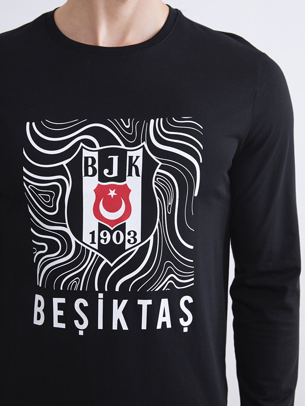 Siyah Standart Kalıp Beşiktaş Baskılı Erkek Taraftar Pijama Takımı-2