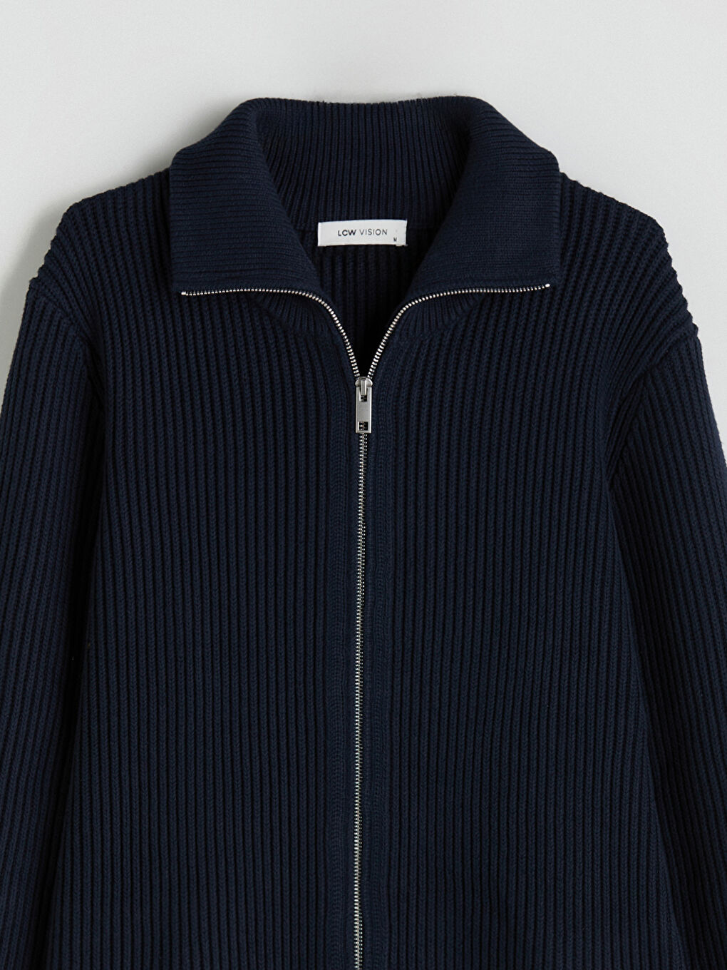 Ерлерге арналған стандартты пішім биік жағалы трикотаж кардиган-6