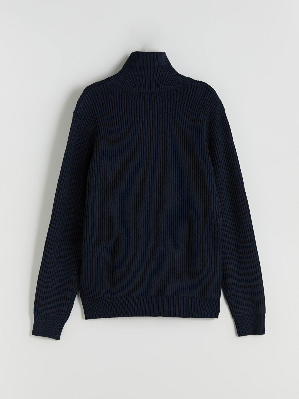 Ерлерге арналған стандартты пішім биік жағалы трикотаж кардиган-7