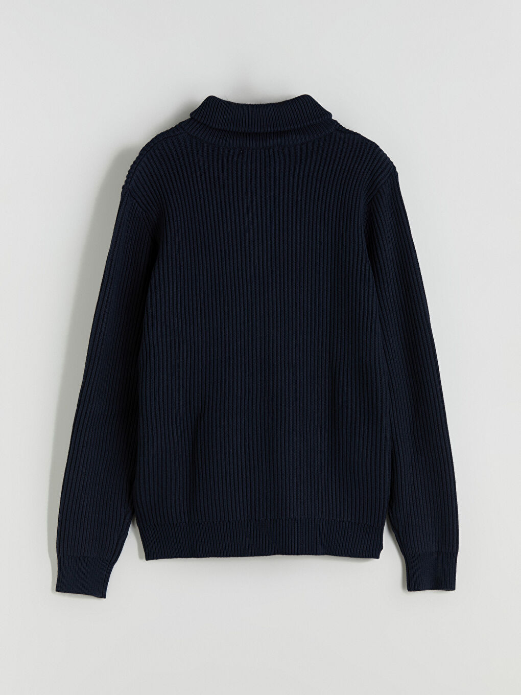 Ерлерге арналған стандартты пішім биік жағалы трикотаж кардиган-8