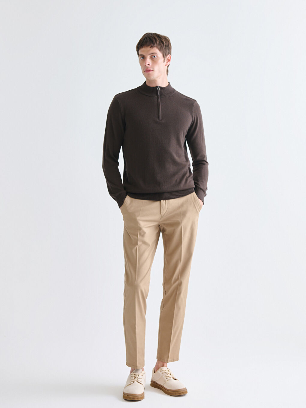 Funnel Neck Men's Knitwear Sweater-1