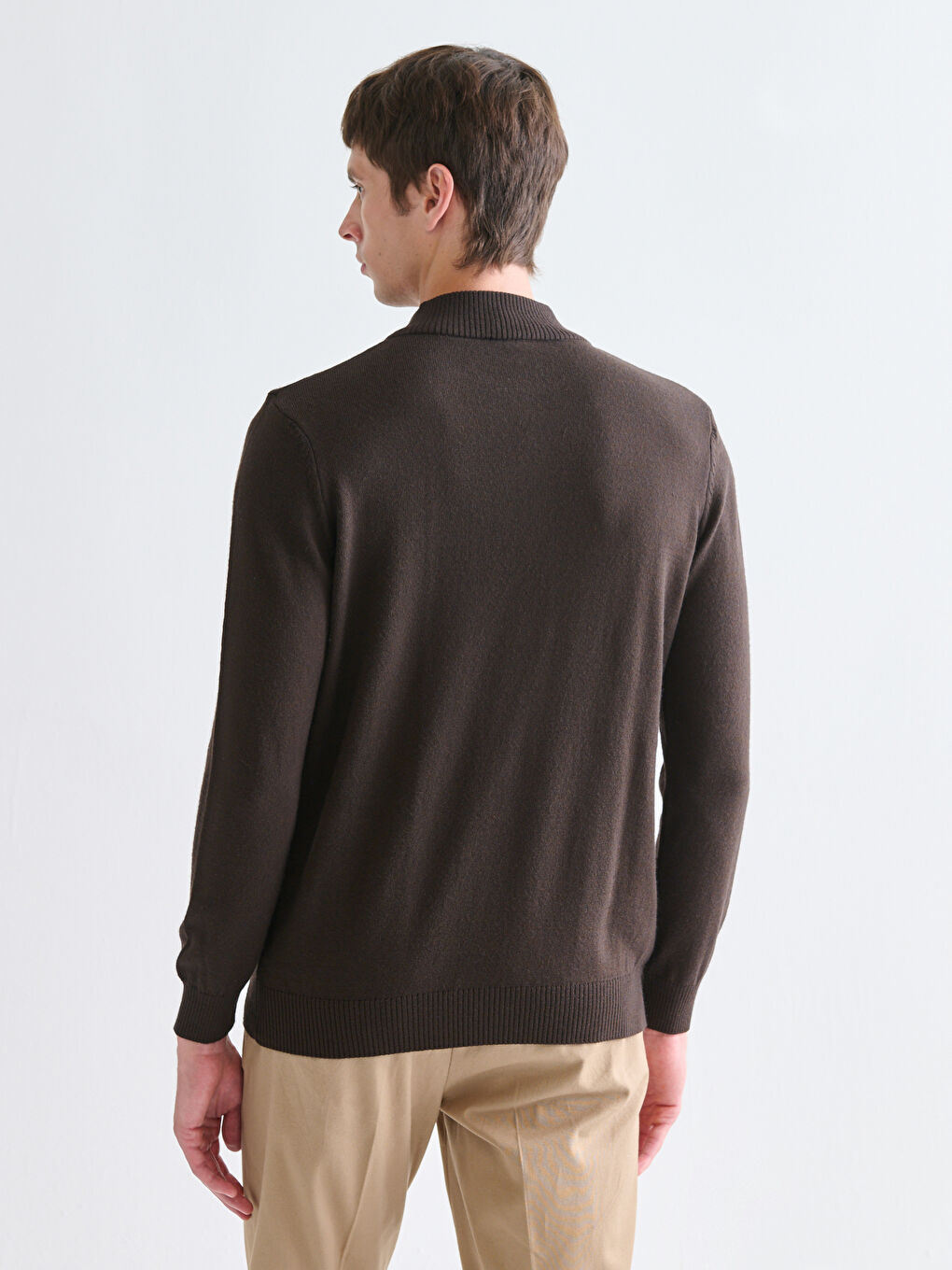 Funnel Neck Men's Knitwear Sweater-3