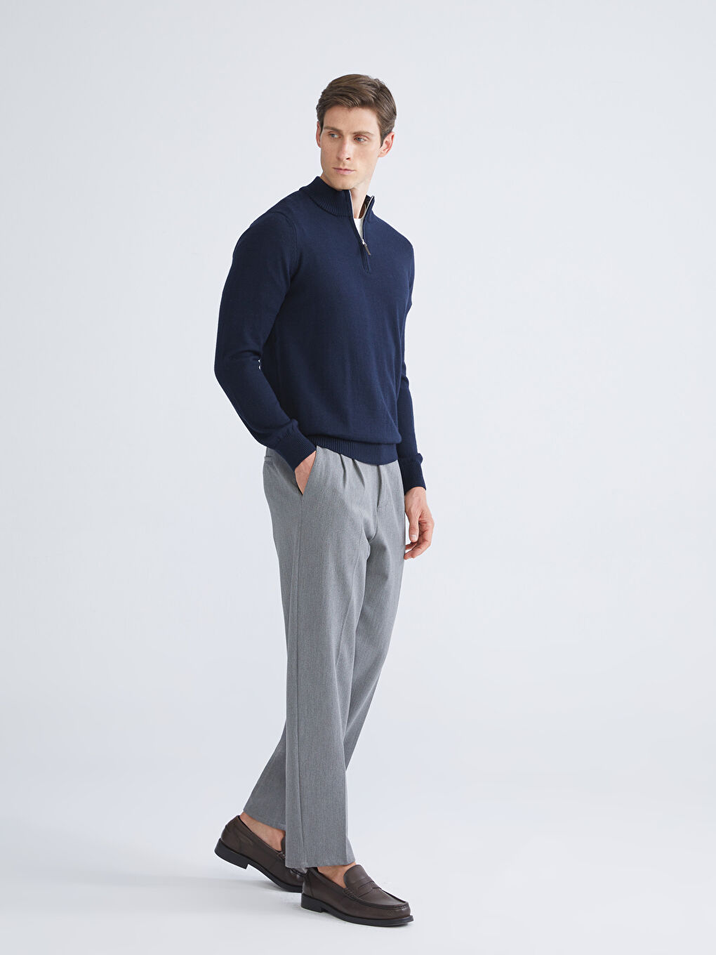 Funnel Neck Men's Knitwear Sweater-1