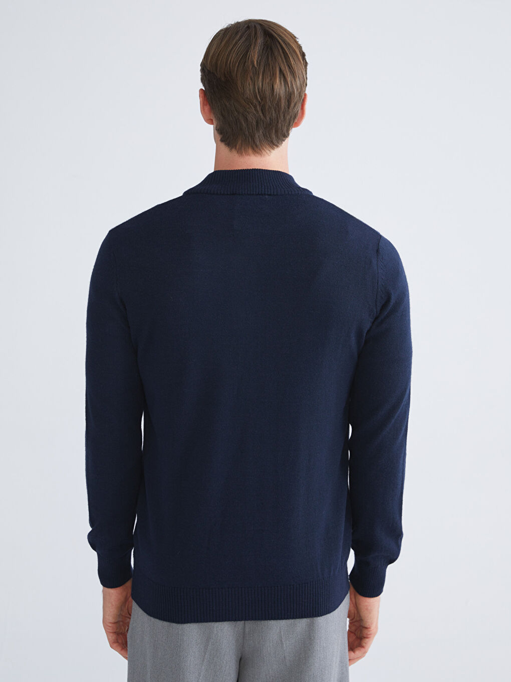 Funnel Neck Men's Knitwear Sweater-3