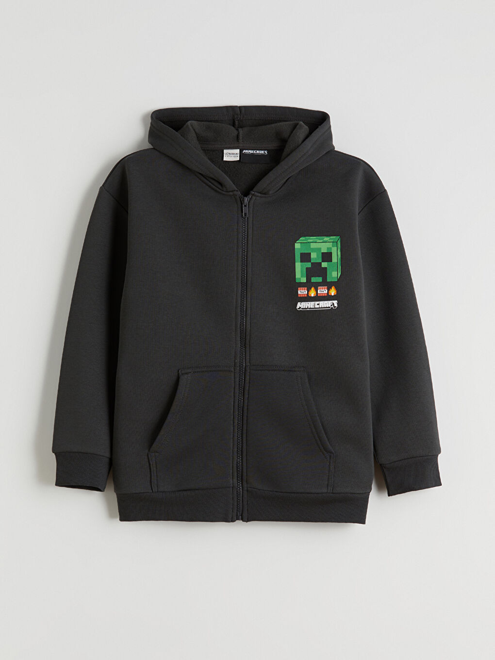 Hooded Minecraft Printed Boys' Zippered Sweatshirt-1