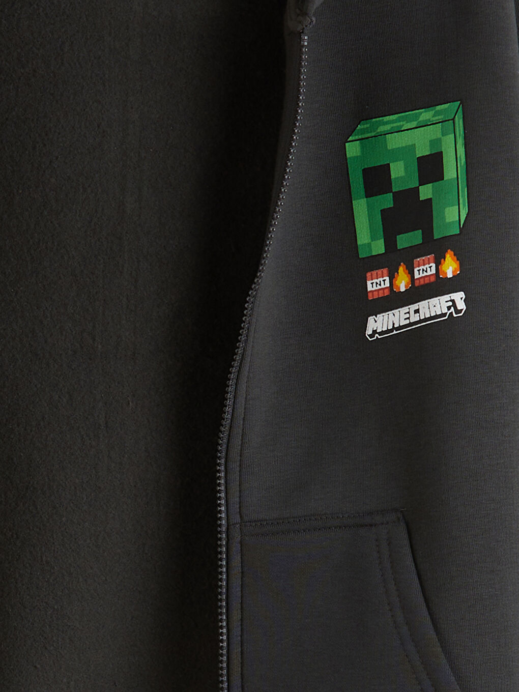 Hooded Minecraft Printed Boys' Zippered Sweatshirt-3