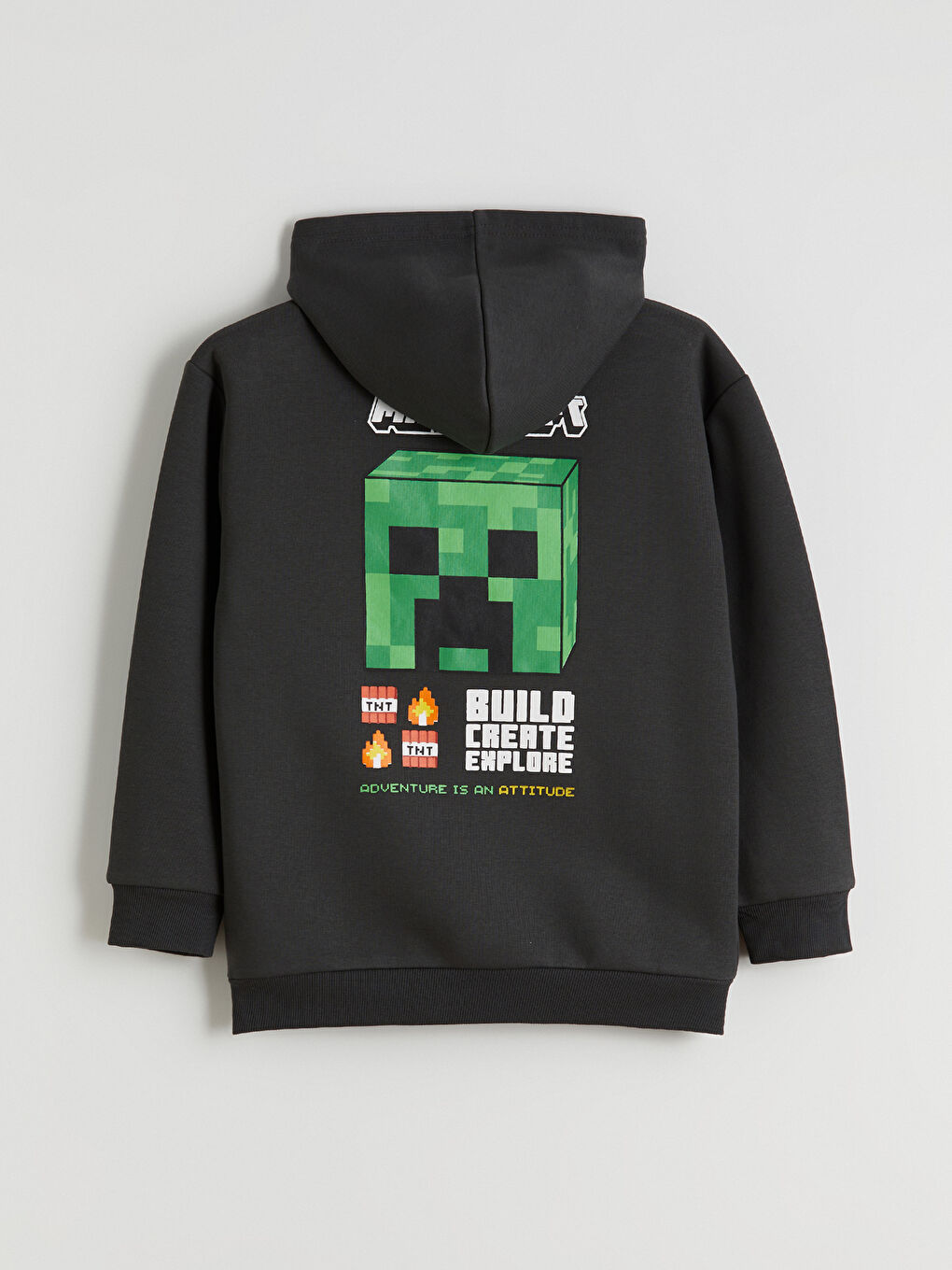 Hooded Minecraft Printed Boys' Zippered Sweatshirt-5