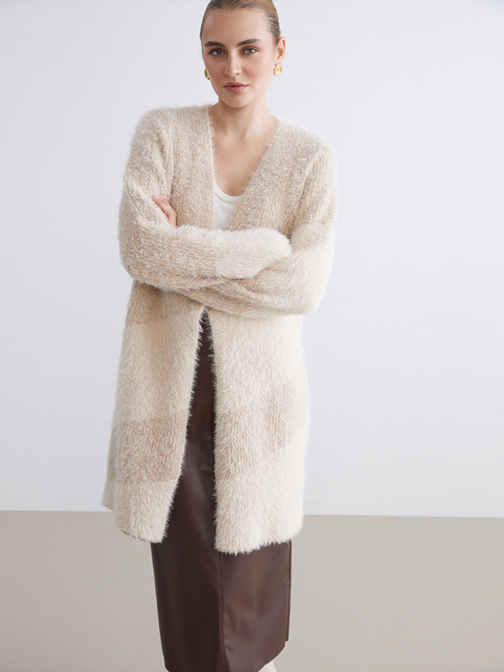 Shawl Collar Color Block Women's Knitwear Cardigan