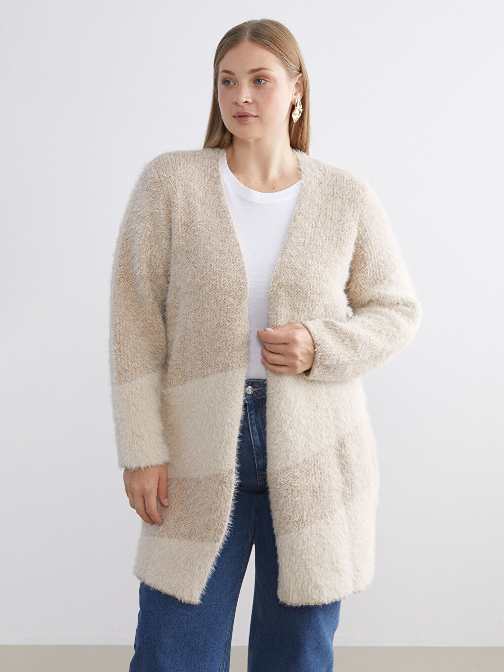 Shawl Collar Color Block Women's Knitwear Cardigan-1