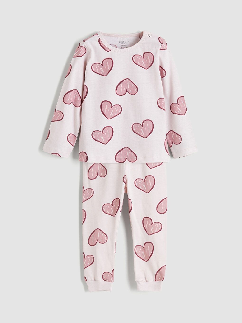 Heart Patterned Baby Girls' Pyjamas Set