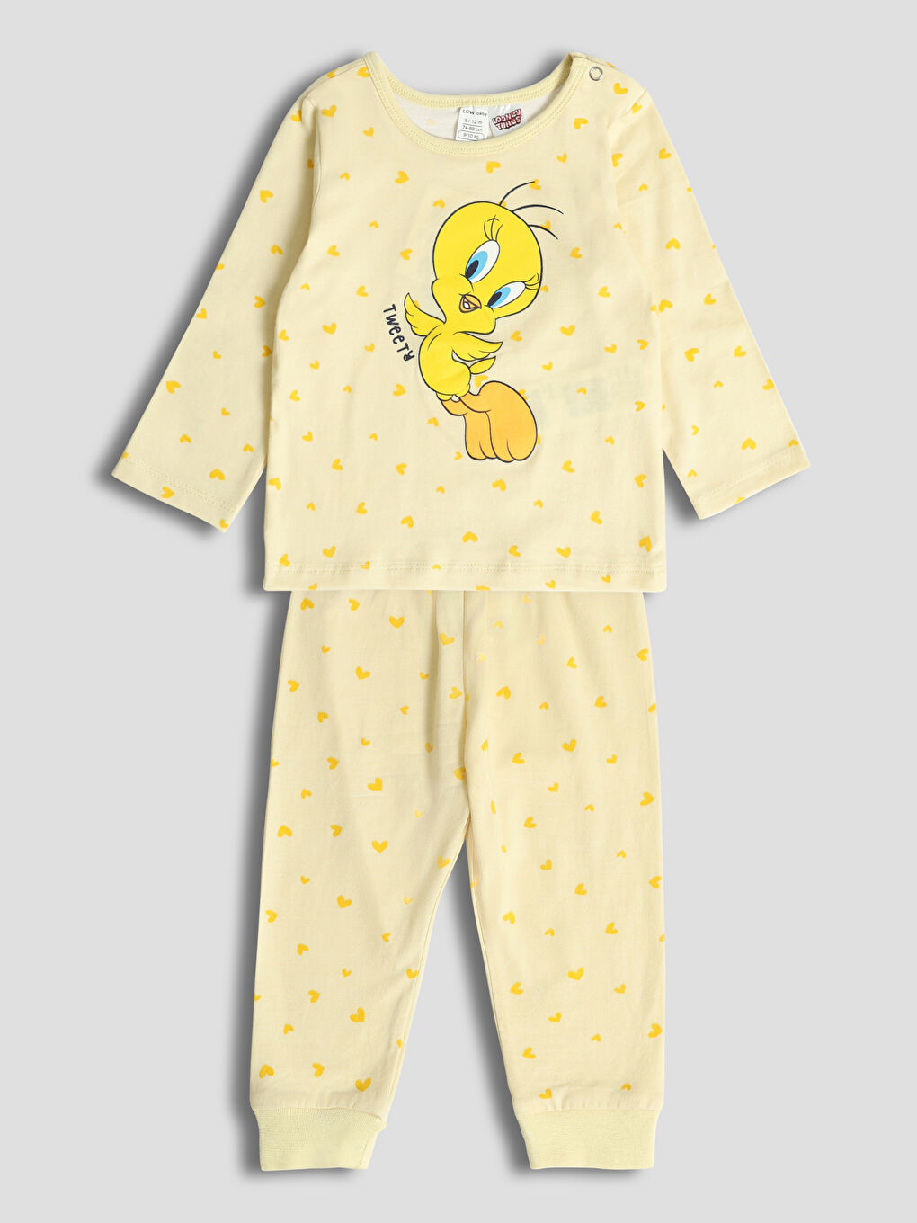 Crew Neck Tweety Printed Girls' Pyjama Set