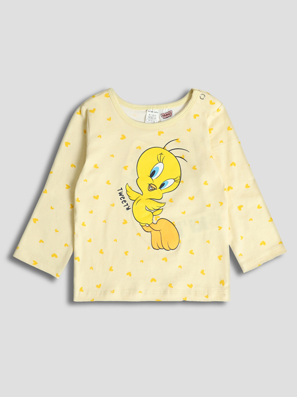 Crew Neck Tweety Printed Girls' Pyjama Set-1