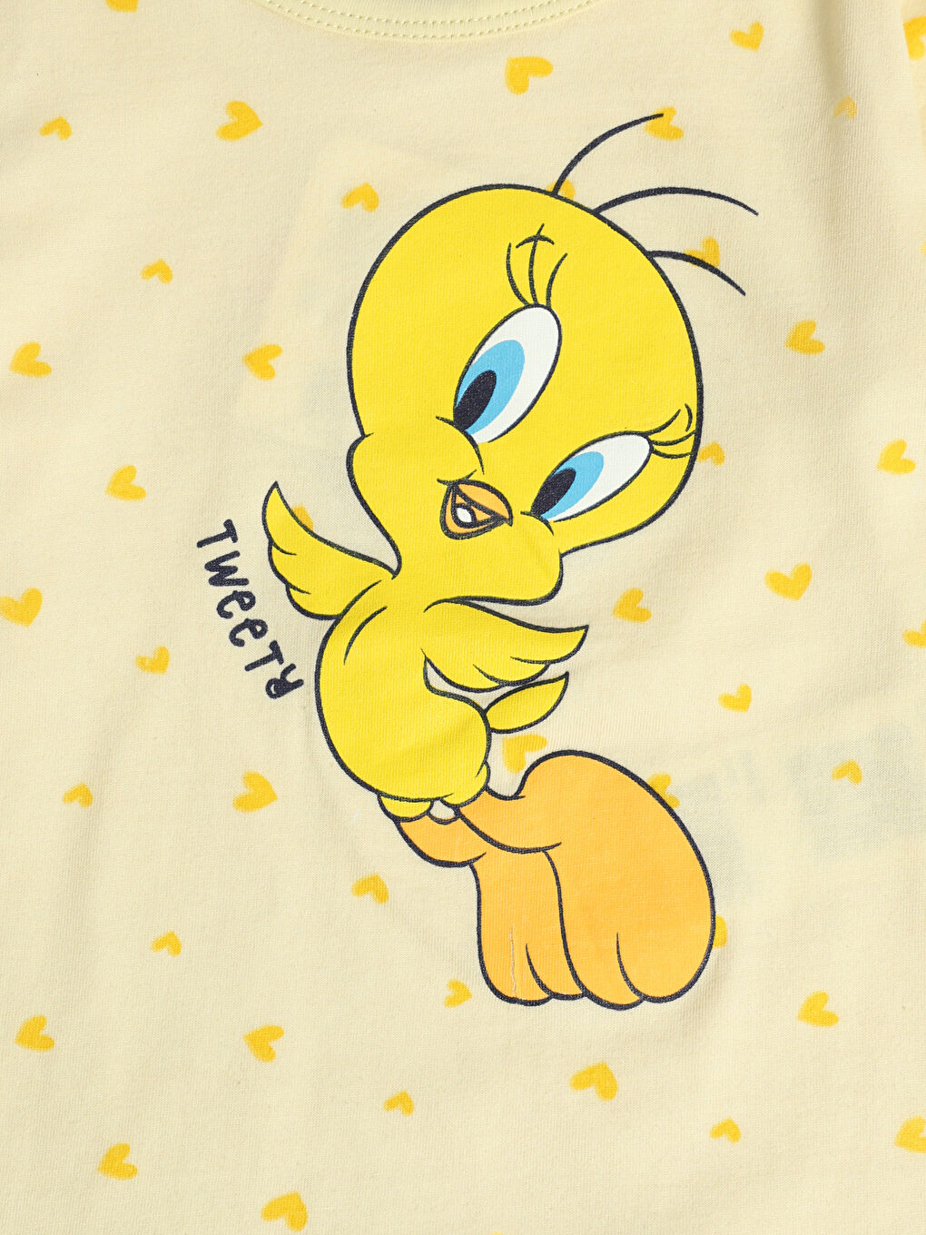 Crew Neck Tweety Printed Girls' Pyjama Set-3