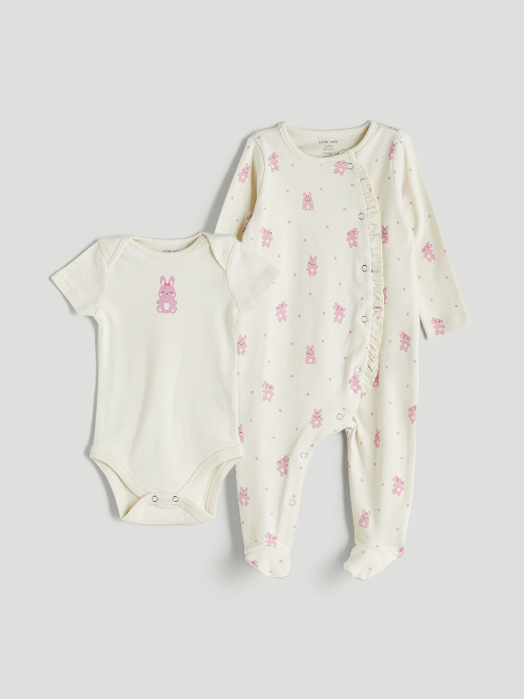 Combinaison pour Bébé Filles à Col Rond Imprimée Lot de 2
