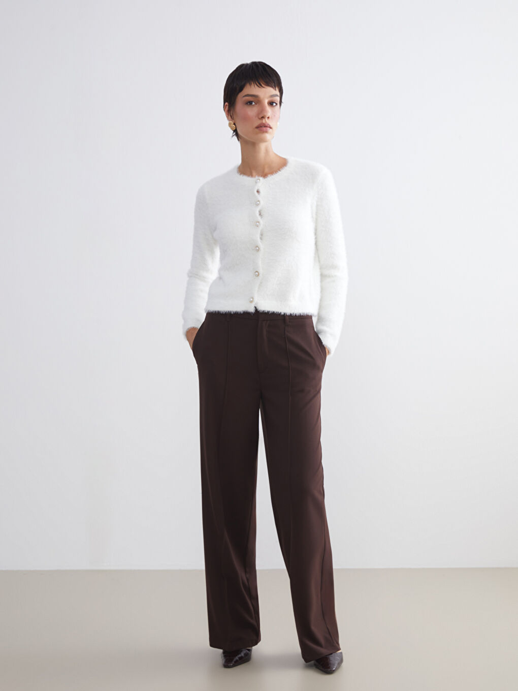LCW Vision Crew Neck Women's Knitwear Cardigan -W5BM39Z8-R9J