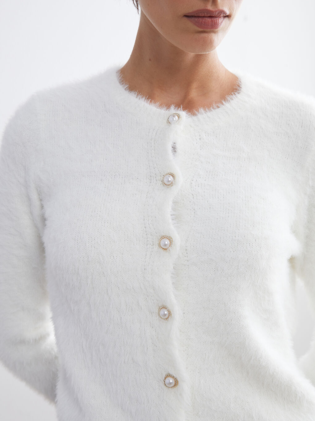 LCW Vision Crew Neck Women's Knitwear Cardigan -W5BM39Z8-R9J