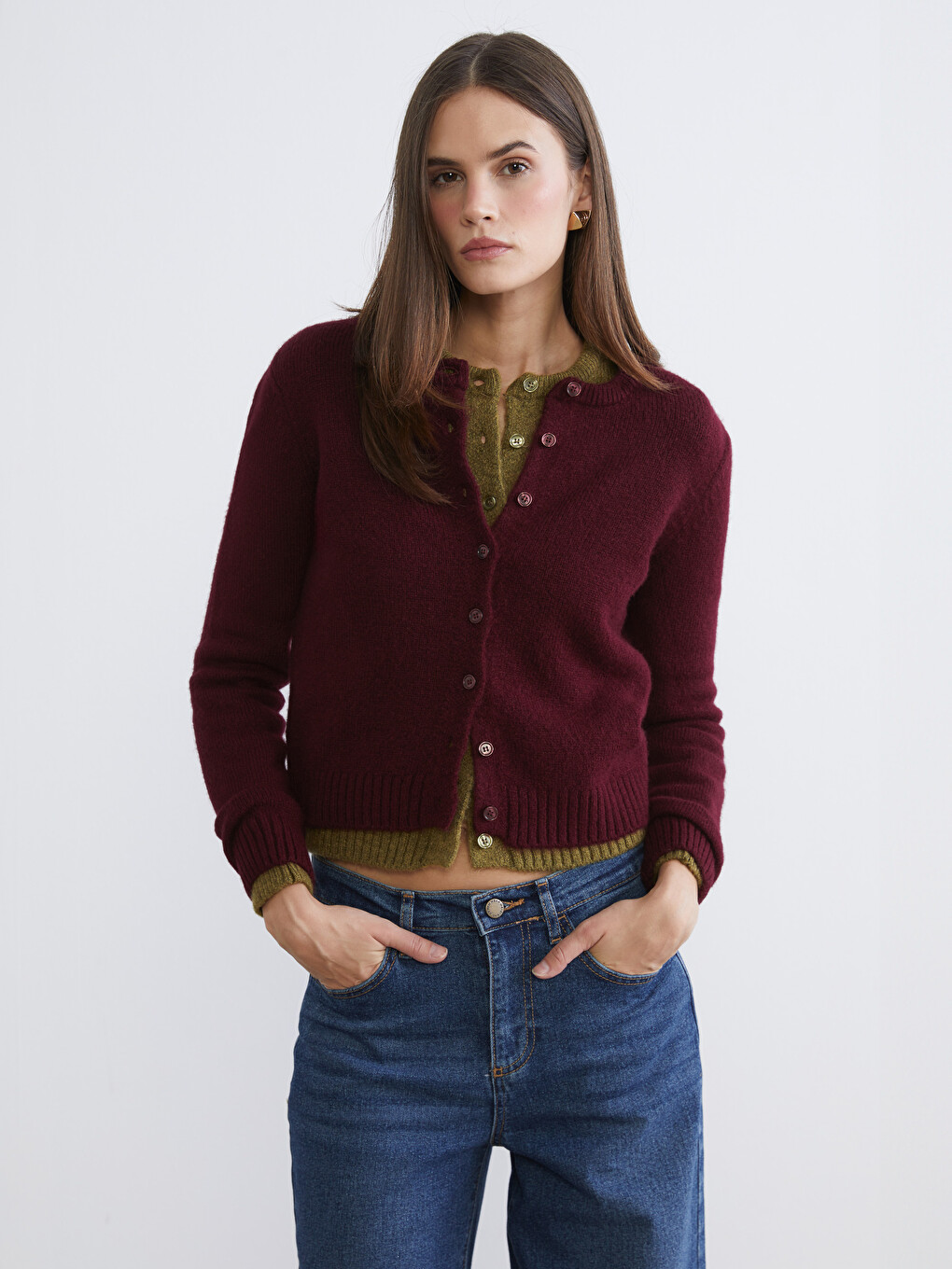 Crew Neck Women's Knitwear Cardigan
