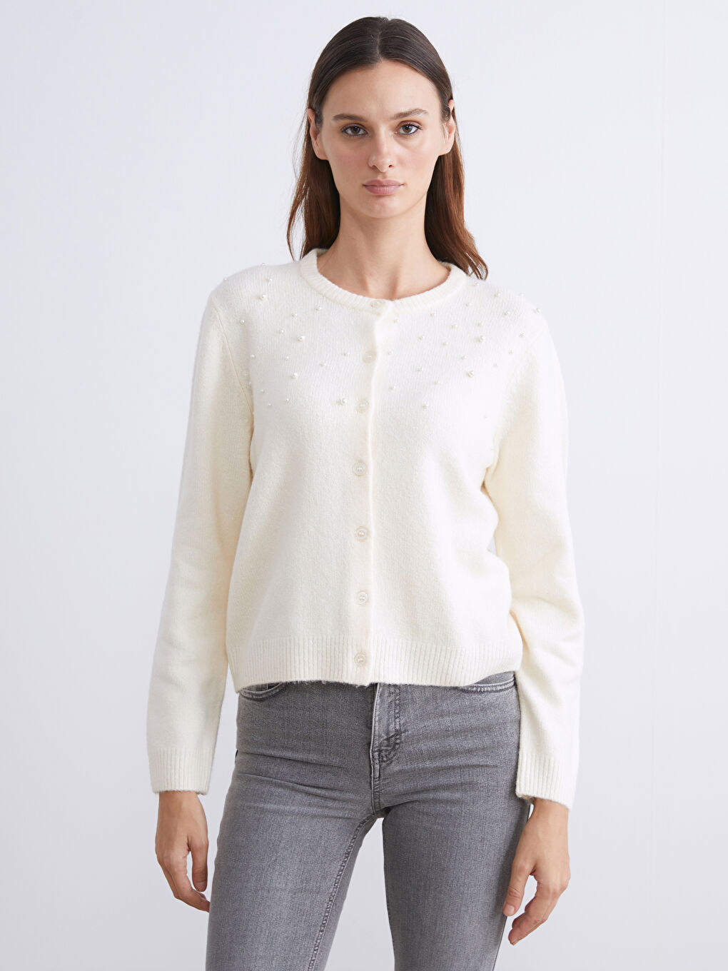 LCW Vision Woman ECRU Cardigan -W5BM41Z8-FDU