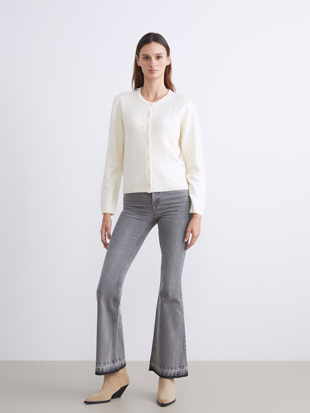 LCW Vision Woman ECRU Cardigan -W5BM41Z8-FDU