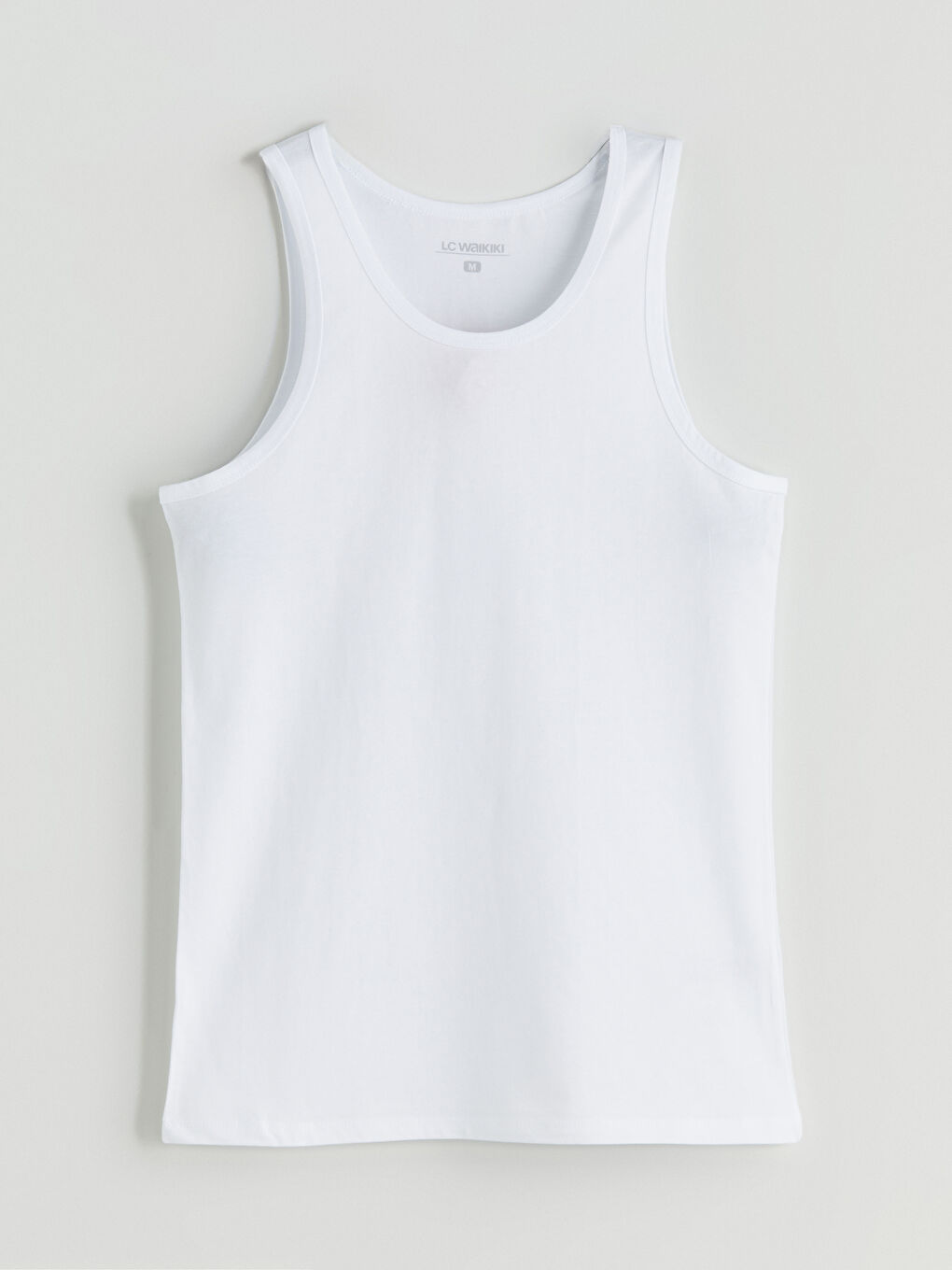 Beyaz U Yaka Penye Erkek Atlet