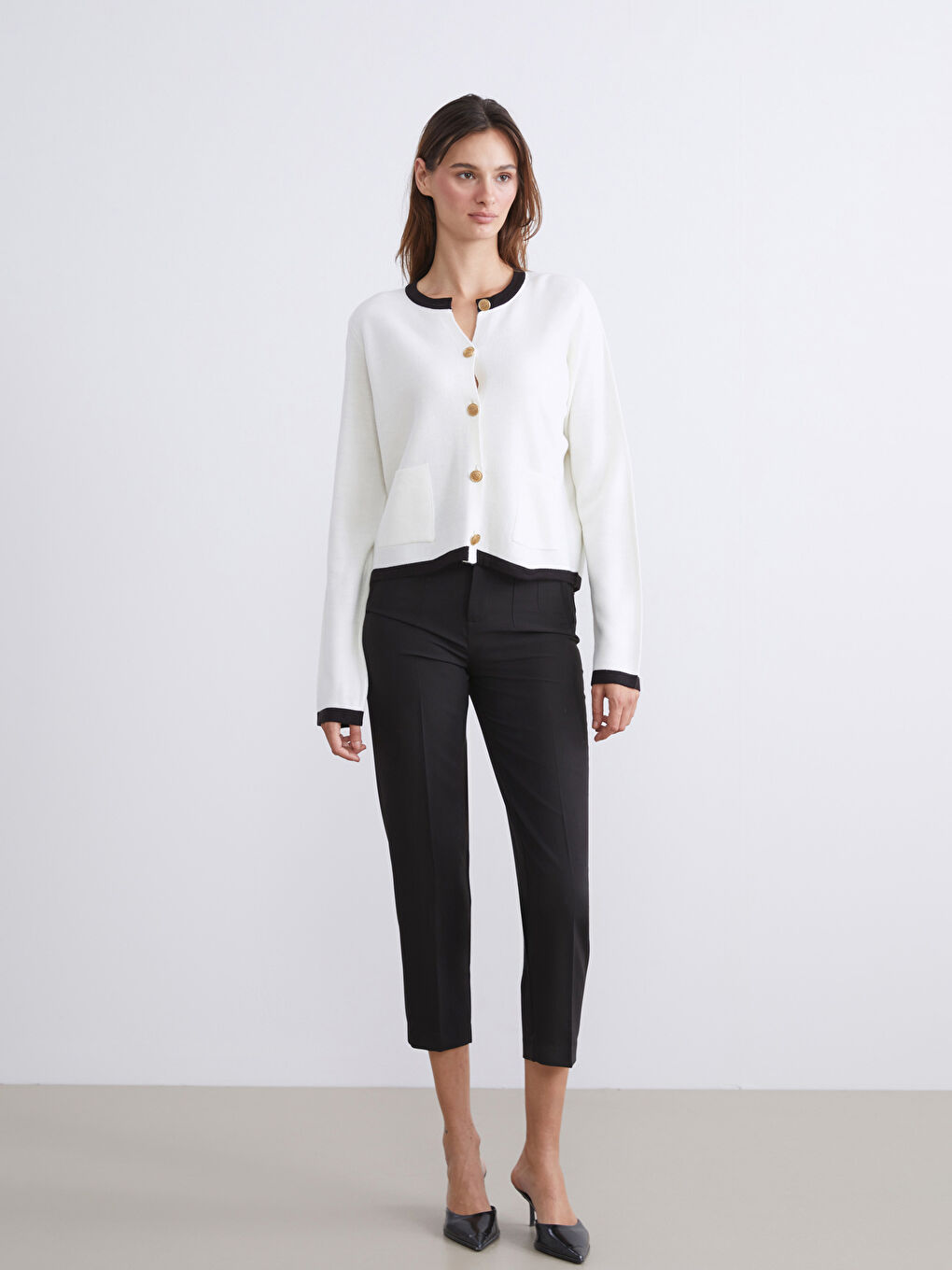 LCW Vision Crew Neck Women's Knitwear Cardigan -W5BM54Z8-FDU
