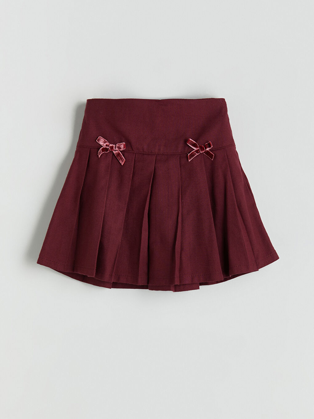 Bordo Beli Lastikli Kız Çocuk Pileli Etek ve Külotlu Çorap 2'li-1