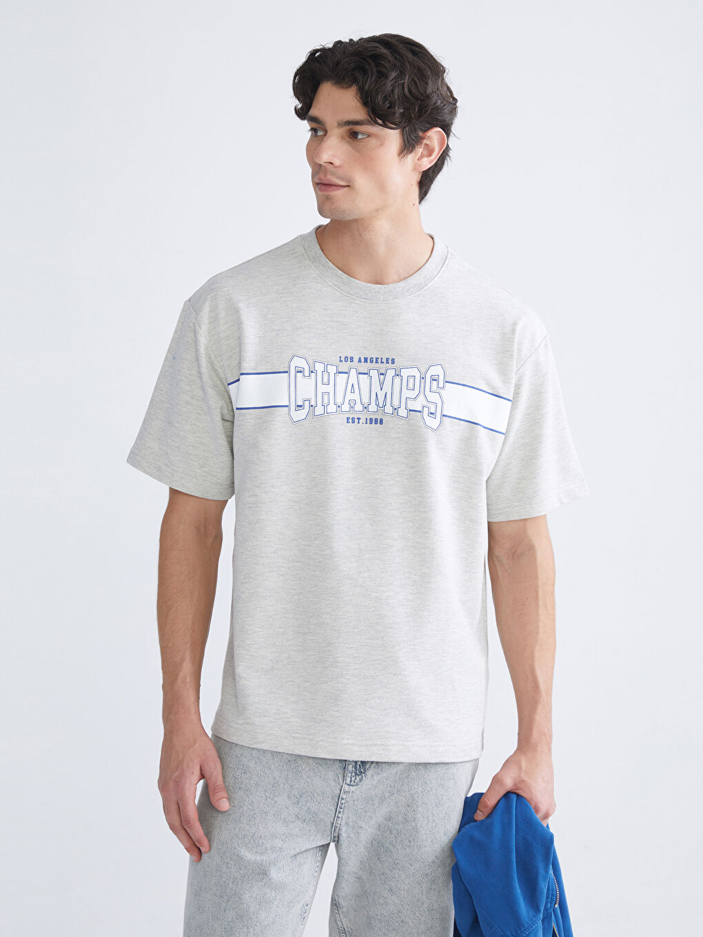 Sweat-shirt Imprimé à Manches Courtes pour Hommes avec Col Rond