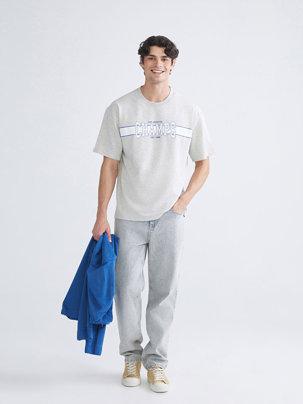 Sweat-shirt Imprimé à Manches Courtes pour Hommes avec Col Rond-1