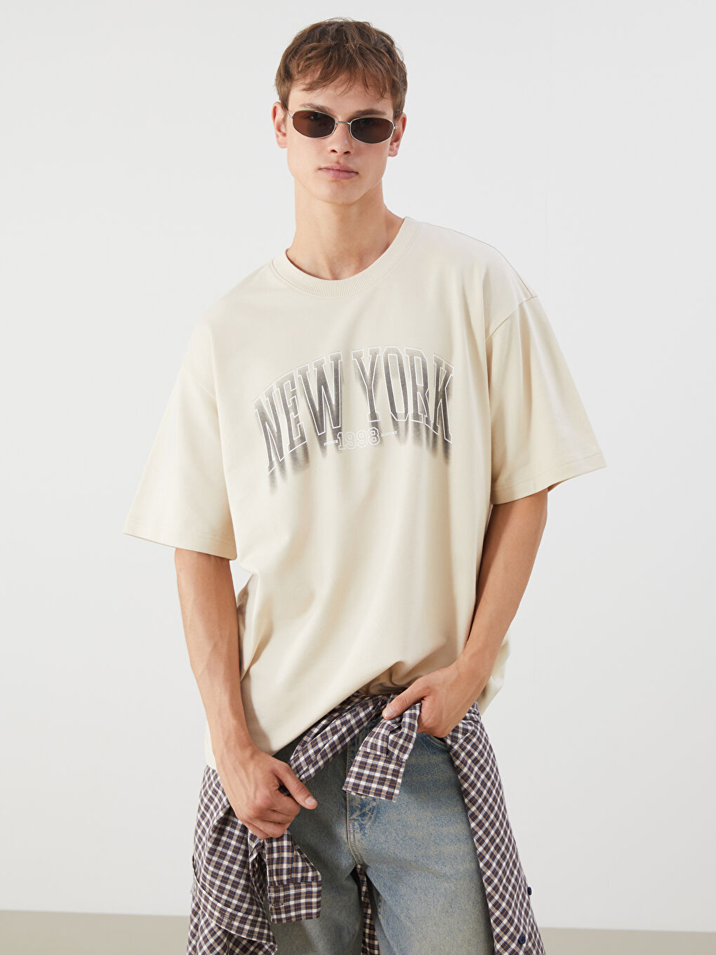 T-Shirt Jersey Imprimé New York Col Rond Pour Hommes