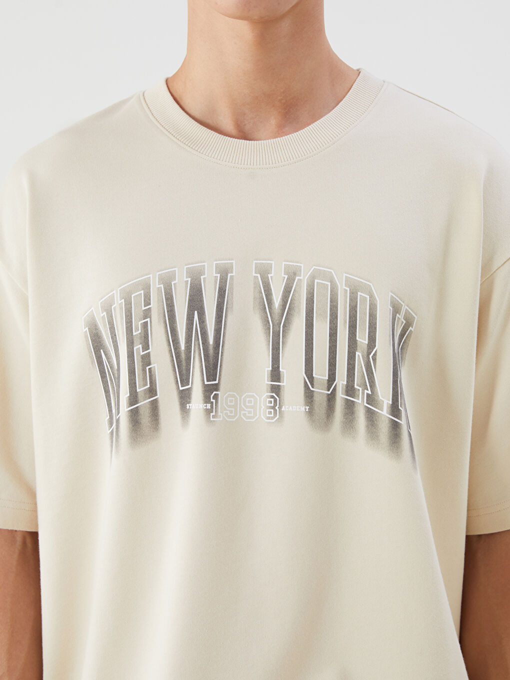 T-Shirt Jersey Imprimé New York Col Rond Pour Hommes-2