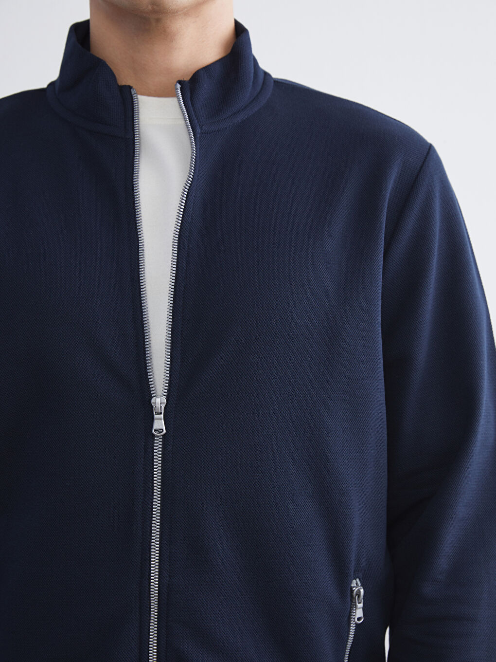 Sweat-shirt zippé à manches longues pour Hommes avec col cheminée-5