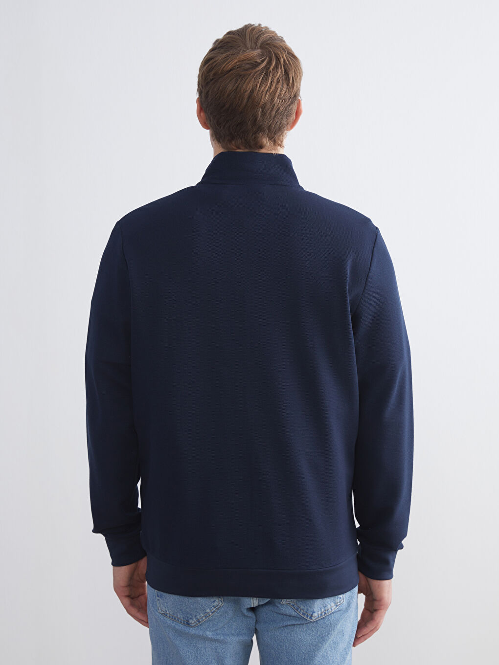 Sweat-shirt zippé à manches longues pour Hommes avec col cheminée-7