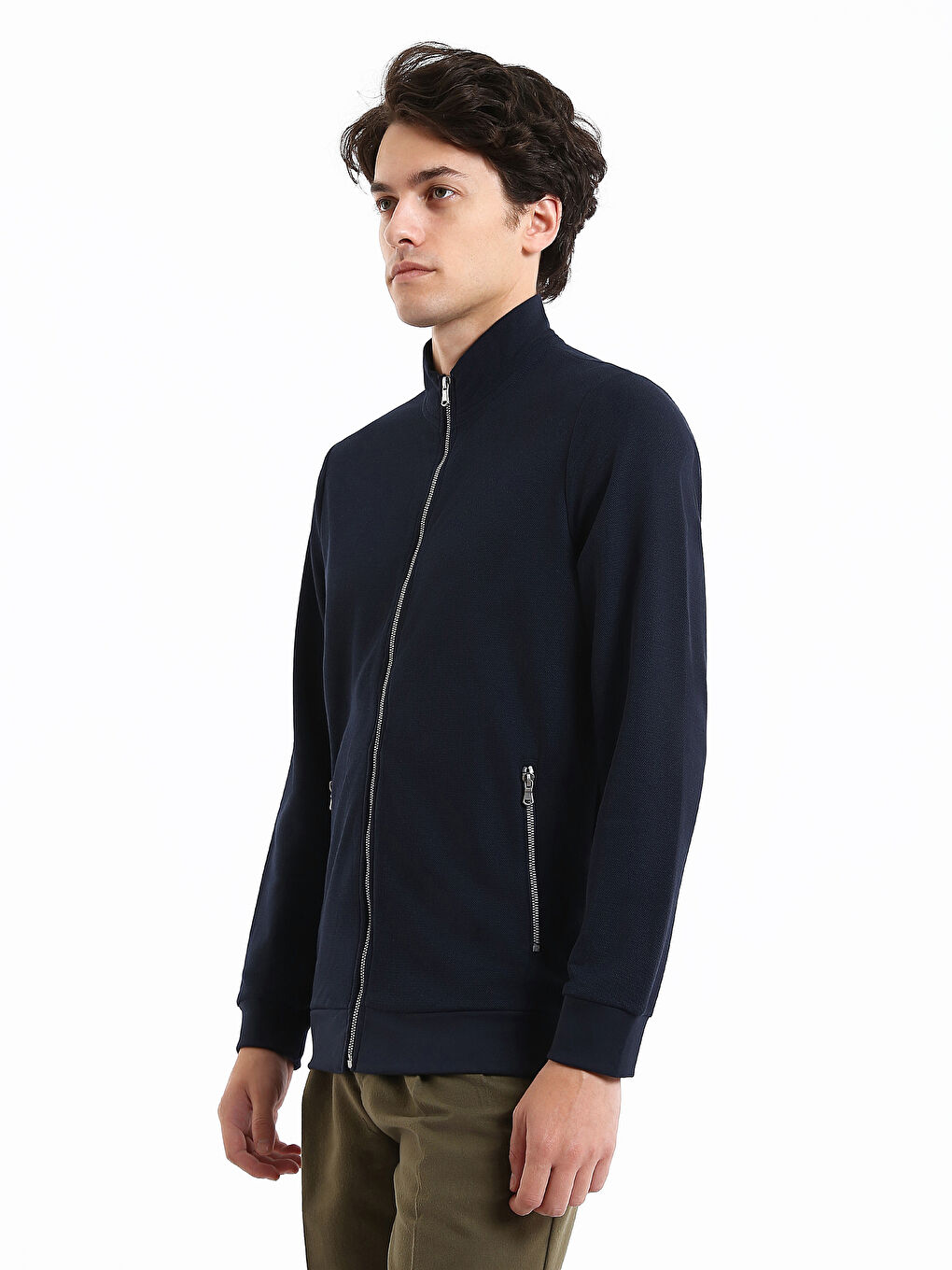 Sweat-shirt zippé à manches longues pour Hommes avec col cheminée-6