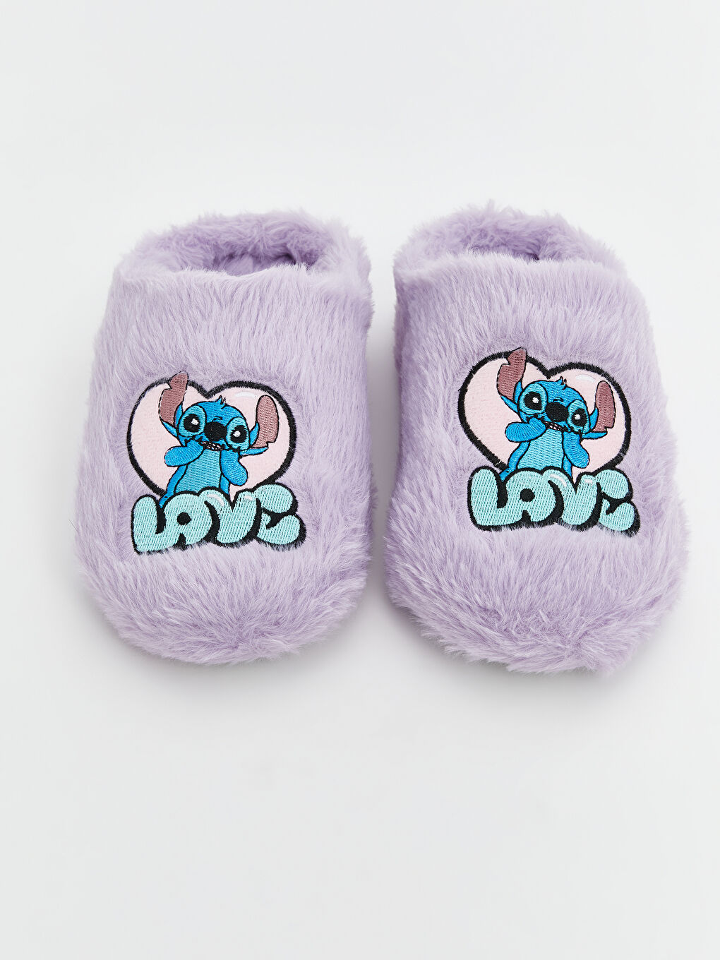 Stitch Embroidered Baby Girls' Plush Home Slippers-2