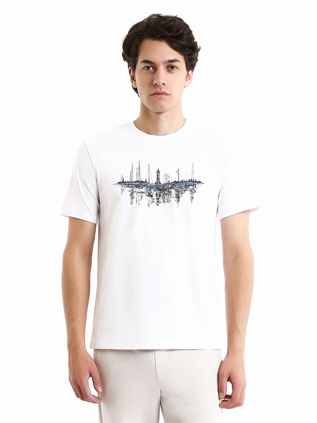 T-shirt Imprimé pour Hommes à Col Rond